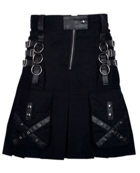 Black Fashion Gothic Utility Kilt