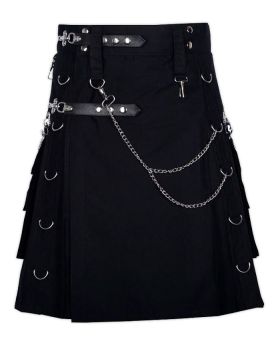 Black Gothic Style Modern Kilt