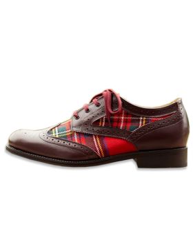 Brown Leather Tartan Ghillie Shoes