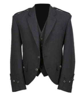 Black Charcoal Tweed Argyll Jacket