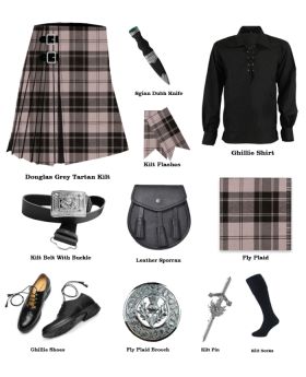 Douglas Grey Tartan Kilt Outfit Package