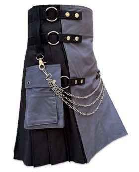 Grey And Black Gothic Style Hybrid Kilt