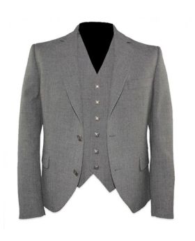 Grey Argyle Jacket With Waistcoat