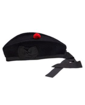 Scottish Black Glengarry Balmoral Hat