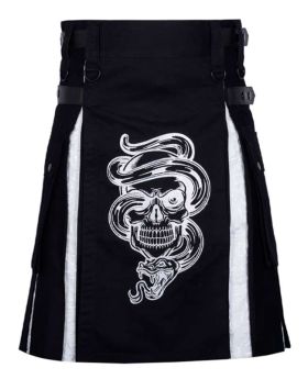 Skull Printed Black Hybrid Kilt